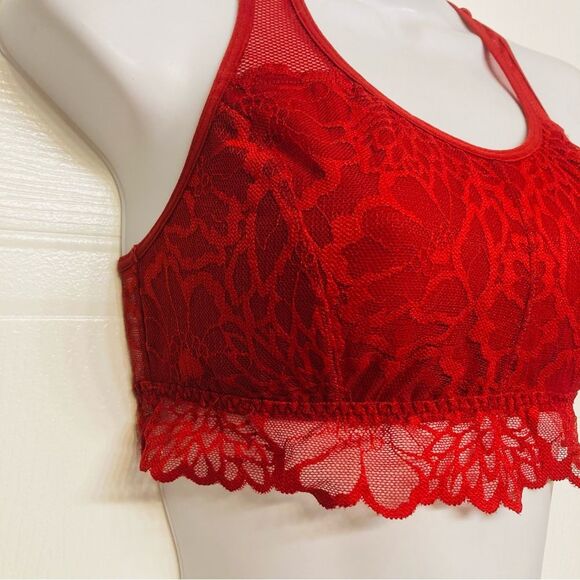 Victoria's Secret Pink Lace Bralette Bra Racerback Unlined Size Small Red - Picture 2 of 10